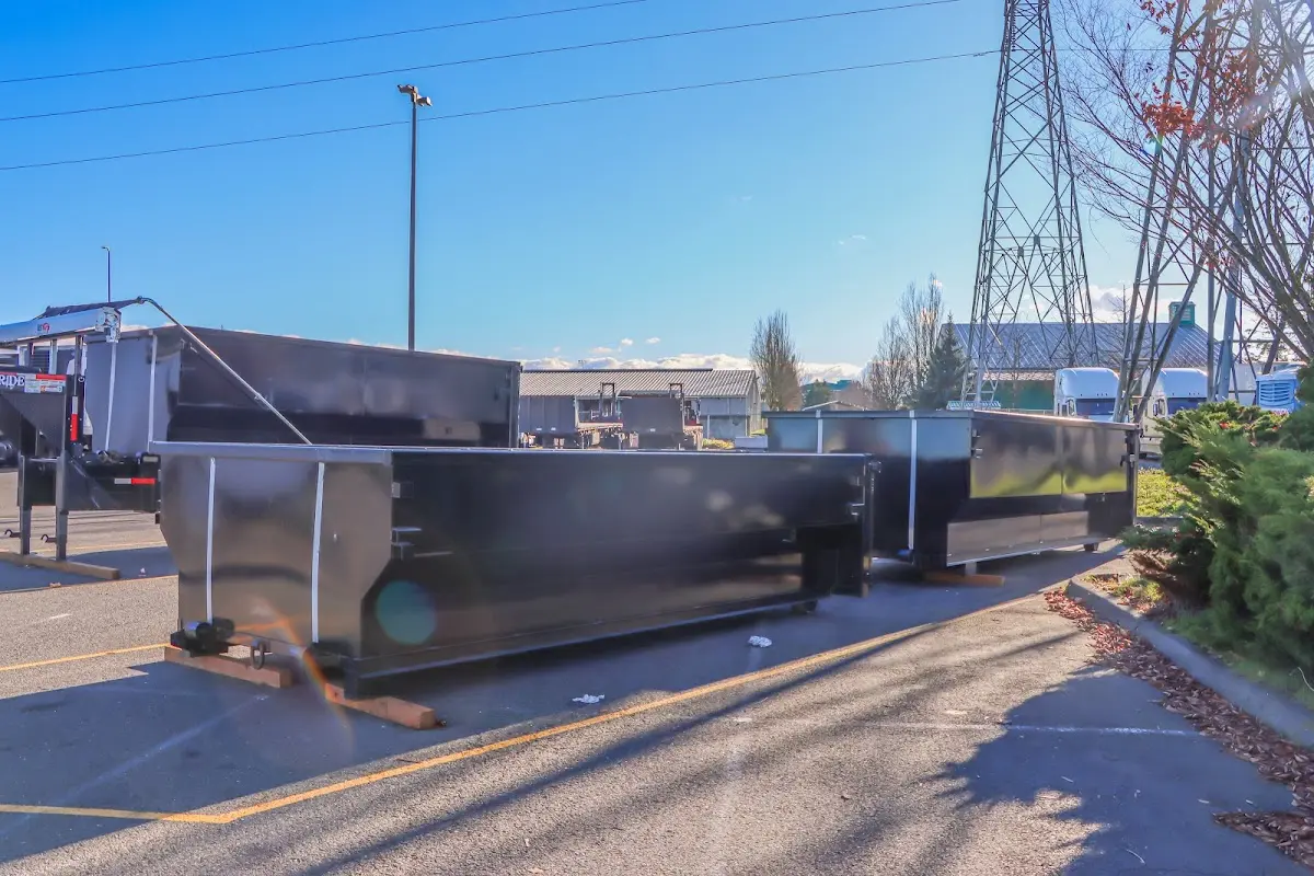 Roll-off dumpster ready for waste disposal at job site for Construction Dumpster Rental in Dayton